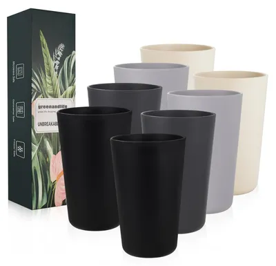 Productafbeelding van Set van 8 drinkbekers, 710 ml, herbruikbaar, kunststof, geschikt voor magnetron en vaatwasser