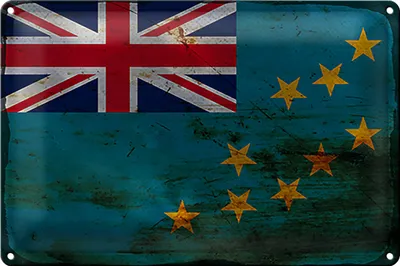 Produktbild von Blechschild Flagge Tuvalu 30x20cm Flag of Tuvalu Rost
