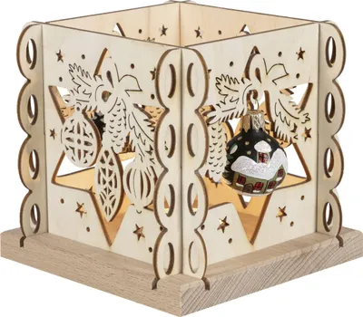Produktbild von Laterne mit zwei schwarze Glaskugeln für 1 Teelicht BxHxT 12x12x12cm NEU