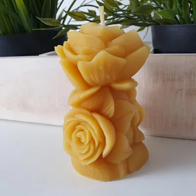 Produktbild von Bienenwachskerze Rosenkerze als Busch 9 cm