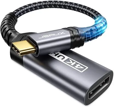 Produktbild von USB C auf DisplayPort Adapter 4K@60Hz, USB C zu DisplayPort Kabel Adapter Kompatibel mit iPhone 15 Pro/15, MacBook Pro 2019 2018, Surface Book, Dell XPS, Samsung Galaxy S23 S22 S21 S20 -Grau
