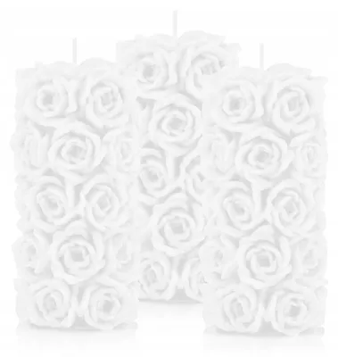 Produktbild von Drobo Rosen-Kerzen Set 3 Stück Weiß 14cm