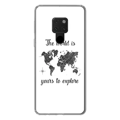 Produktbild von MuchoWow® Handyhülle Schutzhülle Hülle für Huawei P40 Lite Weltkarte - Schwarz - Sprichwörter Silikon Softcase Handy Hülle - Handy