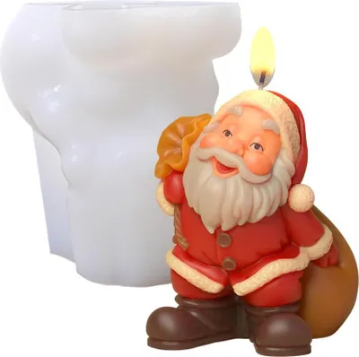 Produktbild von 3D-Weihnachtsmann-Silikon-Kerzenformen, Weihnachtskerzenformen, Weihnachts-DIY-Bastelform für Seife, Epoxidharz, Kuchendekor,  Weihnachtsparty Deko, Weihnachtsmann-K