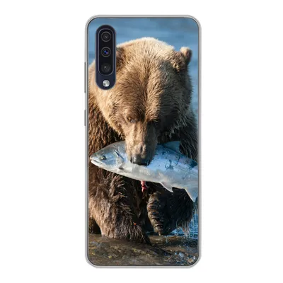 Produktbild von MuchoWow® Handyhülle Schutzhülle Hülle für Samsung Galaxy A30s Bär - Braun - Fisch Silikon Softcase Handy Hülle - Karteninhaber