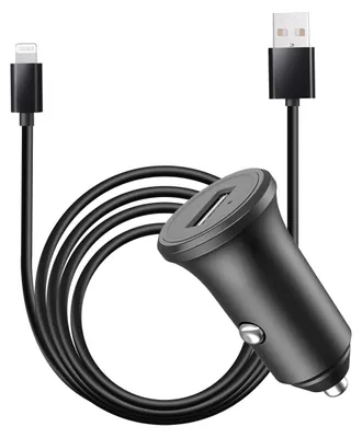 Produktbild von BigBen Connected, USB-A 2.4A Fast Charge Autoladegerät + USB-A / Lightning-Kabel, Schwarz