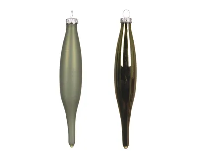 Produktbild von Christbaumschmuck Eiszapfen 15cm Glas 6er Set - Rosmarin