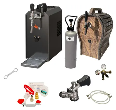 Produktbild von Zapfanlage JET 30 Bierkoffer Komplett-Set mit Holzfass und Reinigungsset