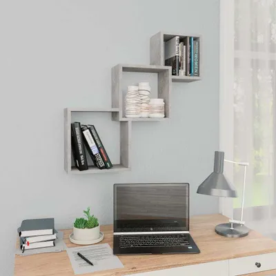 Imagen del producto de Maison Exclusive - Estanterías cubicas en color gris hormigón, 68x15x68 cm, fabricadas en material de madera