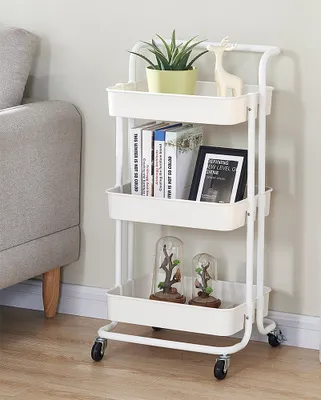 Produktbild von Servierwagen mit Rollen Allzweckwagen Beistellwagen Badwagen Kuechenrollwagen 43x36x86cm weiß