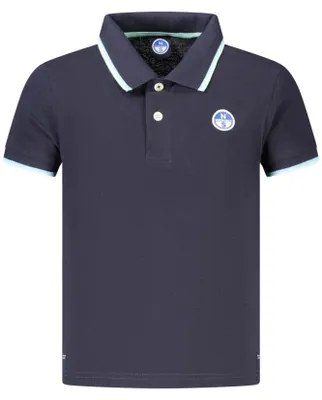 Immagine prodotto di Elegante polo a maniche corte per bambini, blu con dettagli a contrasto e applicazioni