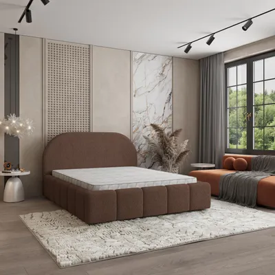 Produktbild von Masseno Polsterbett FLUSSO 120x200 cm, Polsterbett mit Bettkästen -Braun, QUELLE 25