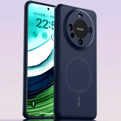 Image de Etui magnétique pour Huawei Mate 60, compatible avec MagSafe, silicone liquide, antichoc et résistant aux rayures Bleu foncé