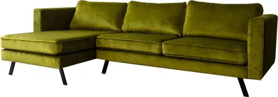 Immagine prodotto di Divano angolare in velluto Happyment Deluxe – 3 posti – Divano lounge – 150x270 cm – Verde oliva