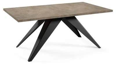Produktbild von MEBLINI Esstisch Ausziehbar aus Metall - 140-240x80x76cm - VENTI - Dunkelgrau Betonoptik/Schwarz Matt - Loft - Esszimmertisch Modern - Küchentisch - Ausziehtisch - Dining Table