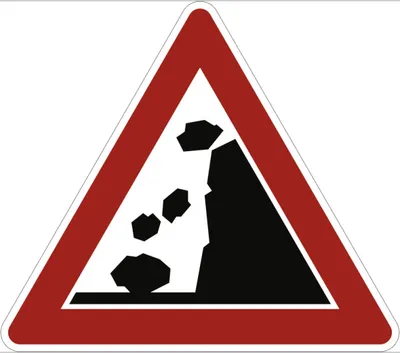 Produktbild von Verkehrsschild VZ101-15, Steinschlag (Aufstellung rechts), Alu, RA2, 630 mm SL