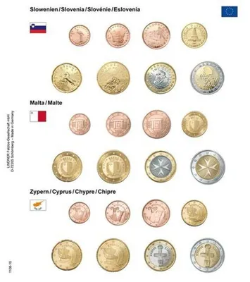 Produktbild von Lindner 1108-16 Vordruckblatt EURO-Kursmünzen-Sätze: Slowenien/Malta/Zypern