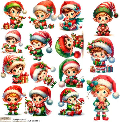 Produktbild von AUFKLEBER ScrapLove Elf Green 2 - Elf Grün 2 Elfen mit Geschenken