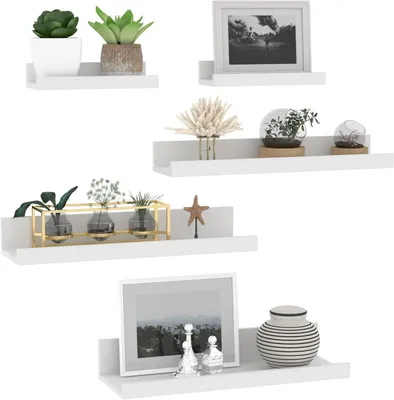 Productafbeelding van Wandplank Set van 5, wit, 40 cm, voor woonkamer