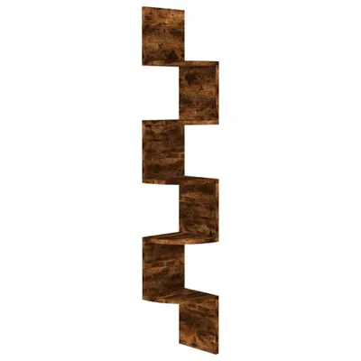 Obrázok produktu pre Nástenná rohová polica smoke oak 19x19x123 cm materiál na báze dreva