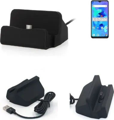 Produktbild von K-S-Trade Docking-Station kompatibel mit UMIDIGI A7 Ladestation Dock Ladegerät Docking Station Tischständer Ständer inkl. USB Typ C Kabel schwarz
