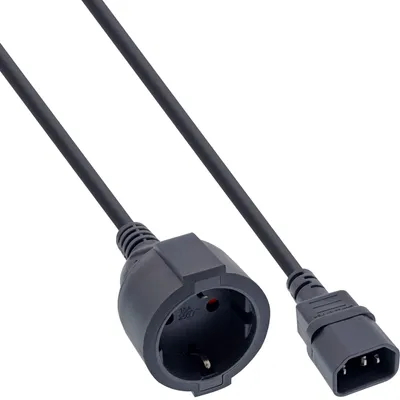 Produktbild von InLine Netz Adapter Kabel, Kaltgeräte C14 auf Schutzkontakt Buchse, 3m, 3 m, C14-Koppler, Netzstecker Typ F, H05VV-F