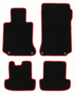 Immagine prodotto di Tappetini in moquette per Mercedes W207 Coupe 2009- (E-klasa) – set 4 pezzi, nero/rosso, su misura – Wielganizator CARLUX