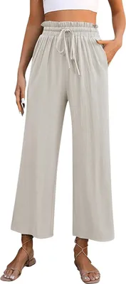 Produktbild von Damen High-Waist-Loungehosen Weite Hosen Business Casual Arbeitskleidung mit Taschen