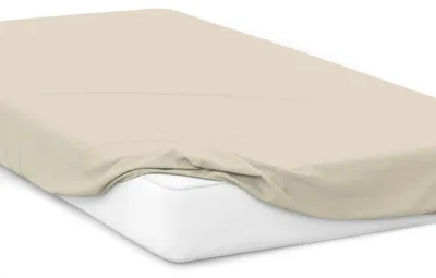 Produktbild von Baumwolle Castle Spannbettlaken Jersey Spannbetttuch 100% Baumwolle Bettlaken , Größe:140 x 200 cm, Farbe:Beige