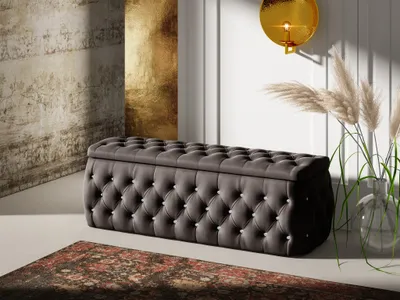 Productafbeelding van Opbergbank met kussen, model SEVRA, 160x50x45 cm, bekleding: fluweel, kleur: zwart