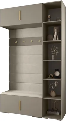 Produktbild von MEBLE KRYSPOL Inova 1 Möbelset Garderobe, 236,7x140x47cm - Kaschmir, Manila 02, Gold