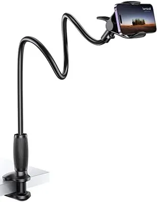 Produktbild von Lamicall Schwanenhals Handyhalterung für Bett, Handyhalter - [80mm Klemmbasis] Flexible Lang Arm Handy Halterung Tisch, 360 Grad Drehung Handy Ständer für iPhone, Samsung, 4-7 Zoll Smartphone