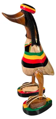 Produktbild von Tokoindah Holzente Rasta 25 cm mit Dreadlocks, Deko & Sammlerfigur