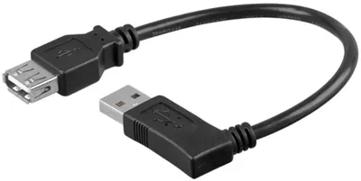 Produktbild von USB-A-Verlängerung 90°, 0,3 m, schwarz 2,5 W, 0,5 A, 480 Mbit/s, USB 2.0
