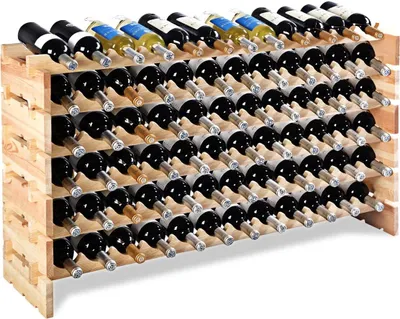 Produktbild von Weinregal Holz, Flaschenregal Kiefer, Weinschrank mit Ablage, Flaschenablage Weinstaender naturfarbe, Weinstaender Weinschrank (72 Flaschen)