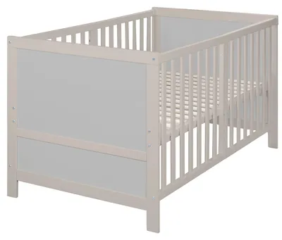 Produktbild von roba Babybett EASY SLEEP 70 x 140 cm inkl. Umbauecken - Mitwachsendes Gitterbett 3-fach höhenverstellbar - 3 Schlupfsprossen - Holz natur / grau
