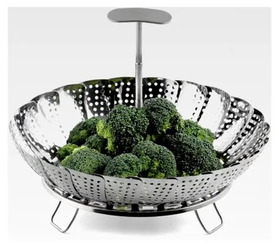Produktbild von Gemüsesieder mit Teleskopgriff aus Edelstahl, Silber, 13-23 cm
