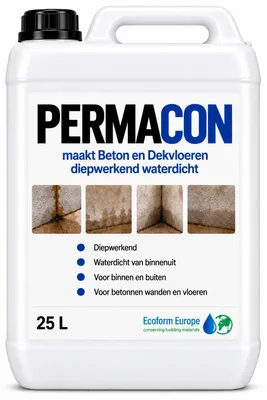 Productafbeelding van Permacon Pro Concentraat – Maakt 25 L – Tegen Optrekkend Vocht & Doorslaand Water – Voor Kelder, Beton en Steen – Blijvend Waterdicht
