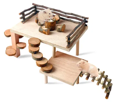 Holz-Hamsterbrücke mit Plattformen für Kleintiere