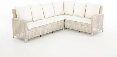 Image de Canapé de salon en osier - pour l'extérieur - Mobilier de jardin - Osier - Ensemble de salon - Banc de jardin ou de balcon - Blanc/crème - 6 personnes