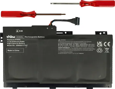 Produktbild von vhbw Akku Ersatz für HP HSTNN-C86C, HSTNN-LB6X, 808451-001, AI06XL, 808397-421 für Notebook (8300 mAh, 11,4 V, Li-Polymer)