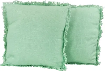Produktbild von Dekokissen 45x45cm 2er Set Grün Hellgrün Pastell Baumwolle mit Füllung Sofakissen