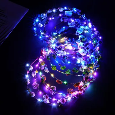 Produktbild von LED Blumenkranz Stirnband Haarkranz Festival Hochzeit Party