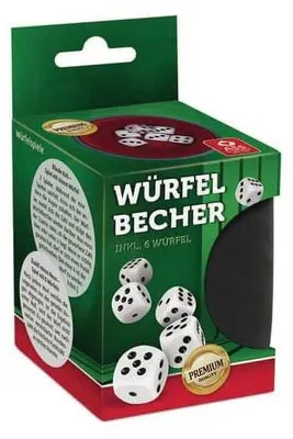 Produktbild von Premium Würfelbecher + 6 Würfel, Aufh.-FS