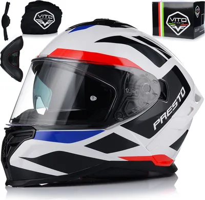 Produktbild von Integralhelm mit Sonnenblende | VITO PRESTO | Motorrad Helm Vollvisierhelm Mopedhelm ECE 22.06 | Motorradhelm Full-Face Helme | XL (61-62cm)