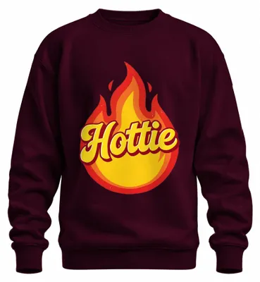 Productafbeelding van Hottie Flamme Retro Vintage Cadeau voor Vriendin, Grappig Sweater/Pullover, Bordo, XXL