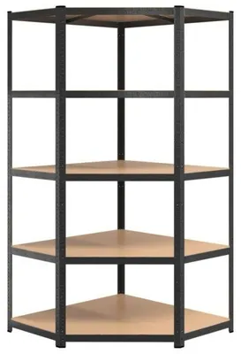 Obrázek produktu pro Max Rohový kovový regál 180 x 90 x 40 x 70 cm 5 polic 875kg černý BR-18794