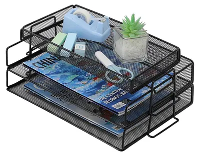 Produktbild von Briefablage mit 2 Ebenen für Büroschreibtisch Organizer A4