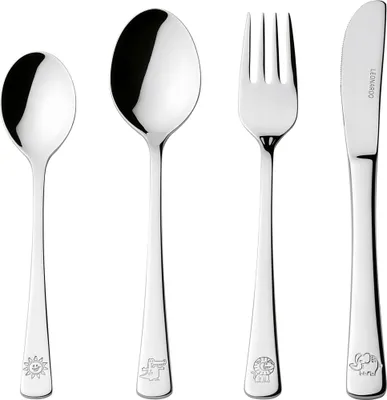 Obrázek produktu pro Leonardo sada 4 kusů příborů pro děti krokodýl, lev, slon bambini L070798