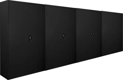 Produktbild von Mega Deal | 4x Flügeltürenschrank ELEPHANT mit 2 Türen, abschließbar | HxBxT 180x120x40cm | 4 Ebenen | Stahl mit Pulverbeschichtung | Schwarz | Spind Aktenschrank Metallschrank Werkstattschrank Mehrzweckschrank
